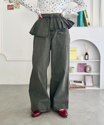 SOLLON. | プリーツレイヤードデザインデニムパンツ(デニムパンツ)