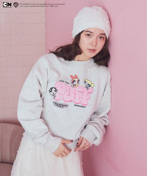 earth music&ecology（アースミュージックアンドエコロジー）の「The Powerpuff Girls/emaeSスウェット（スウェット・レディース・ライトグレー/イエロー・FREE）」の4枚目の写真