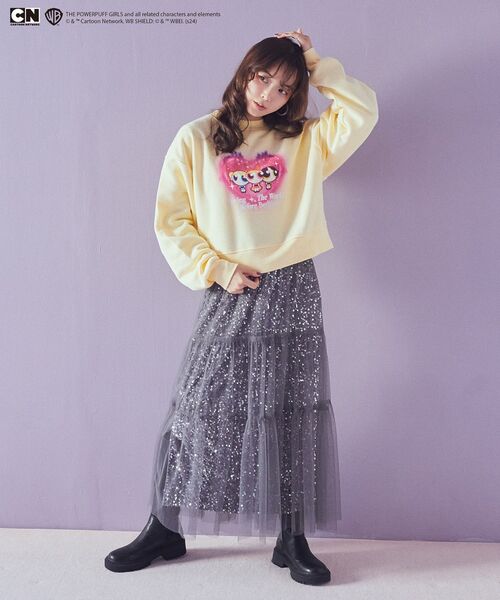 earth music&ecology（アースミュージックアンドエコロジー）の「The Powerpuff Girls/emaeSスウェット（スウェット・レディース・ライトグレー/イエロー・FREE）」の14枚目の写真