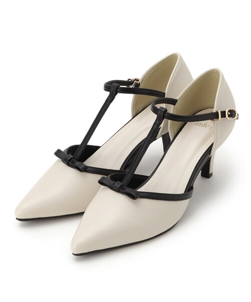 index（インデックス）の「リボンストラップパンプス（パンプス・レディース・ホワイト系7/ベージュ/ブラック・02/01/03）」の2枚目の写真