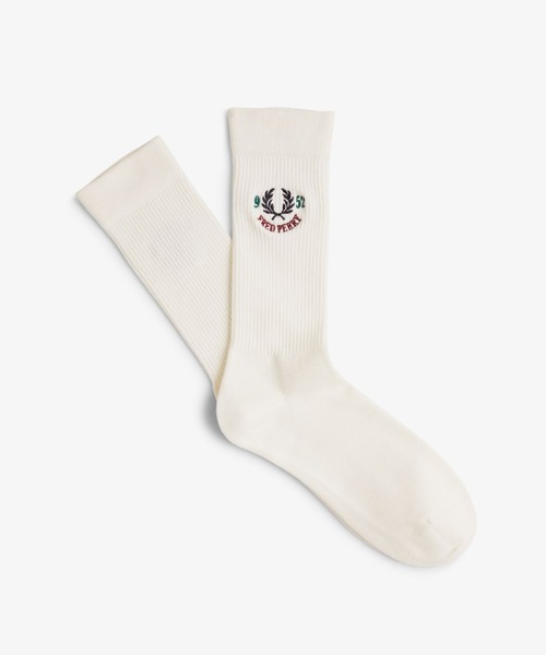 FRED PERRY（フレッドペリー）の「Chosen by Champions Socks／刺繍ロゴソックス（ソックス/靴下・メンズ・マルーン/ベージュ・4-6/6-8）」の2枚目の写真
