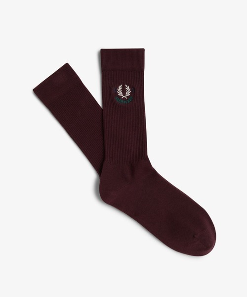 FRED PERRY☆ Chosen by Champions Socks OX BLOOD セール】Chosen by Champions Socks/刺繍ロゴソックス