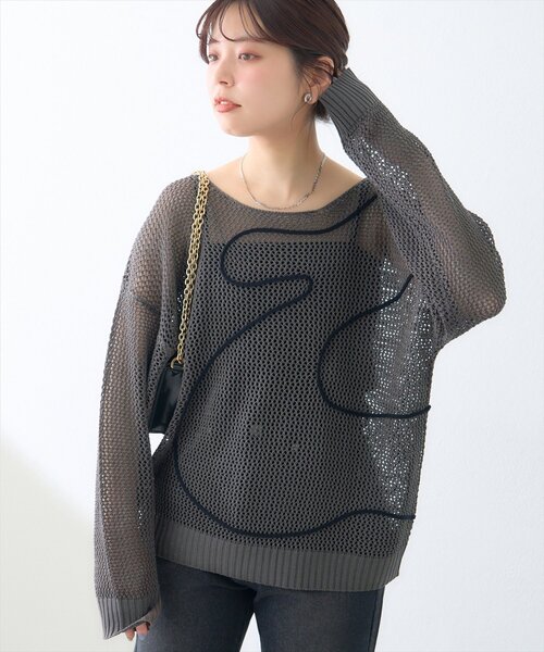 【春物 新入荷】☆M-PREMIER COUTURE/エムプルミエクチュール☆2024年製/Vネック総針ニットプルオーバー/ニット/セーター/無地/長袖 ブラウン/茶 レディース 36【中古】春秋 522052 ライトブルーデニムカシミアのジェフリーニットセーター