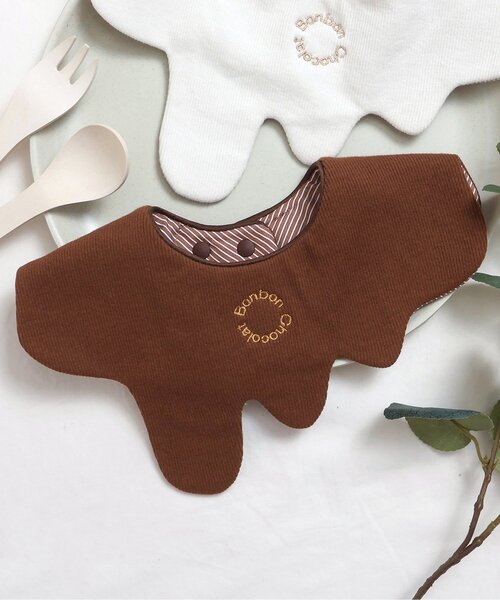 apres les cours（アプレレクール）の「とろ~りスタイ（スタイ/よだれかけ・キッズ・オフホワイト/ブラウン・90）」の2枚目の写真