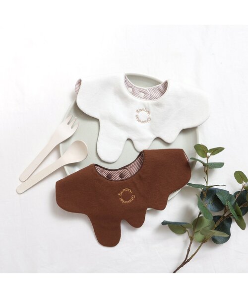 apres les cours（アプレレクール）の「とろ~りスタイ（スタイ/よだれかけ・キッズ・オフホワイト/ブラウン・90）」の3枚目の写真