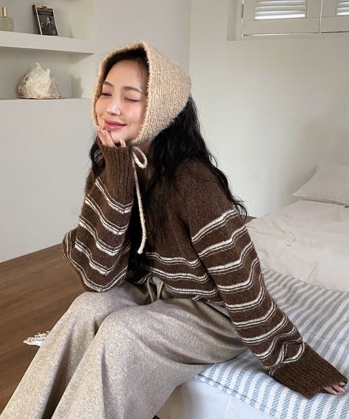 by muni:r（バイ ムニール）の「ウールブックルカチーフ（キャップ・レディース・ブラック/ベージュ・ONE SIZE）」の22枚目の写真