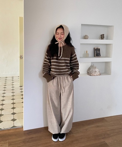 by muni:r（バイ ムニール）の「ウールブックルカチーフ（キャップ・レディース・ブラック/ベージュ・ONE SIZE）」の19枚目の写真