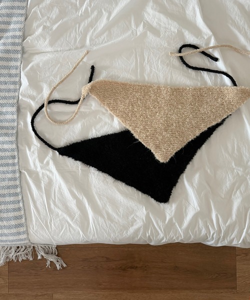 by muni:r（バイ ムニール）の「ウールブックルカチーフ（キャップ・レディース・ブラック/ベージュ・ONE SIZE）」の16枚目の写真