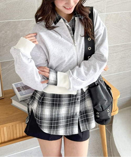 clear（クリア）の「ダブルジップカットソートップス[大人 カジュアル 韓国 ファッション 着回し抜群] ≪2025SS新作≫（Tシャツ/カットソー・レディース・ネイビー/ブルー/アイボリー/ラベンダー/オートミール・F）」の7枚目の写真