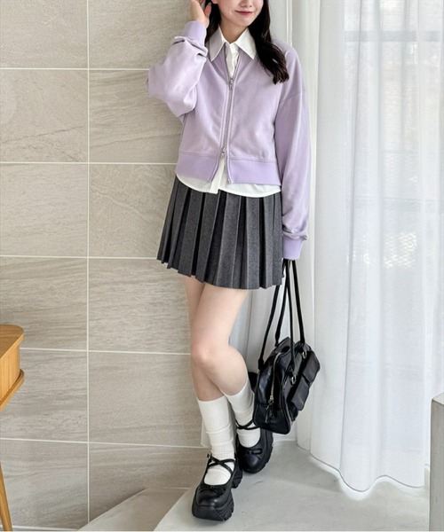 clear（クリア）の「ダブルジップカットソートップス[大人 カジュアル 韓国 ファッション 着回し抜群] ≪2025SS新作≫（Tシャツ/カットソー・レディース・ネイビー/ブルー/アイボリー/ラベンダー/オートミール・F）」の9枚目の写真