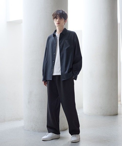 ASTRONOMY（アストロノミー）の「【防シワ】シルキータッチ短丈ワイド長袖シャツ（シャツ/ブラウス・メンズ・ブラック/チャコール/ホワイト系/ホワイト/ブルー/ネイビー/ベージュ・XL/L/M/S）」の11枚目の写真