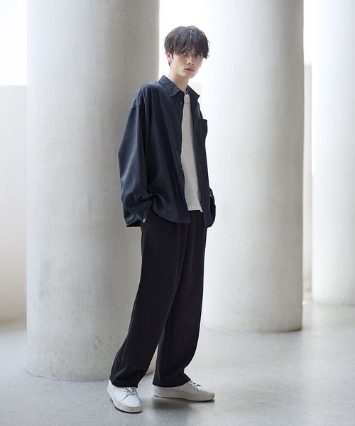 ASTRONOMY（アストロノミー）の「【防シワ】シルキータッチ短丈ワイド長袖シャツ（シャツ/ブラウス・メンズ・ブラック/チャコール/ホワイト系/ホワイト/ブルー/ネイビー/ベージュ・XL/L/M/S）」の12枚目の写真