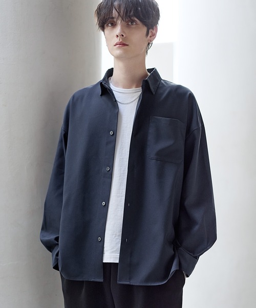 ASTRONOMY（アストロノミー）の「【防シワ】シルキータッチ短丈ワイド長袖シャツ（シャツ/ブラウス・メンズ・ブラック/チャコール/ホワイト系/ホワイト/ブルー/ネイビー/ベージュ・XL/L/M/S）」の8枚目の写真