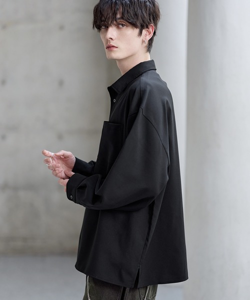 セール】【防シワ】シルキータッチ短丈ワイド長袖シャツ（シャツ