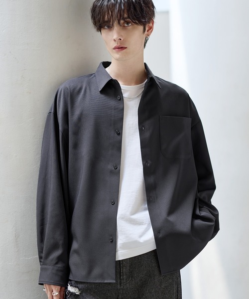 ASTRONOMY（アストロノミー）の「【防シワ】シルキータッチ短丈ワイド長袖シャツ（シャツ/ブラウス・メンズ・ブラック/チャコール/ホワイト系/ホワイト/ブルー/ネイビー/ベージュ・XL/L/M/S）」の17枚目の写真