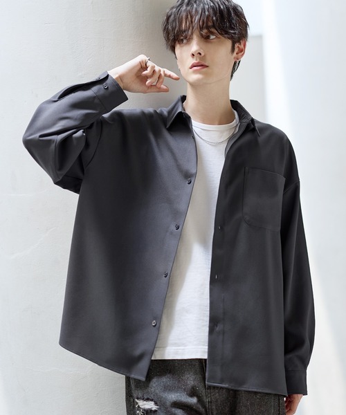 ASTRONOMY（アストロノミー）の「【防シワ】シルキータッチ短丈ワイド長袖シャツ（シャツ/ブラウス・メンズ・ブラック/チャコール/ホワイト系/ホワイト/ブルー/ネイビー/ベージュ・XL/L/M/S）」の19枚目の写真