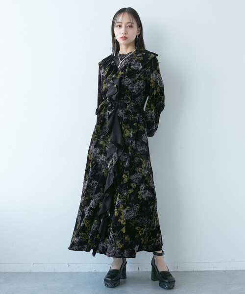 HARE（ハレ）の「レトロフラワーフリルワンピース(HARE)（ワンピース