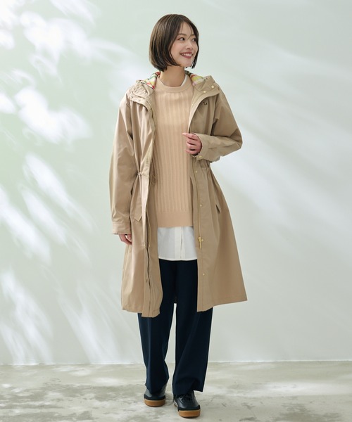 Arnold Palmer（アーノルドパーマー）の「フーディ― ロングコート（モッズコート・レディース・ベージュ/ネイビー・L/M/S）」の12枚目の写真