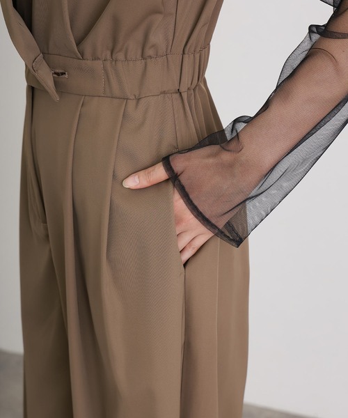 atlo（アトロ）の「ワイドフォーマルお呼ばれロング丈&結婚式同窓会2点セットオールインワンパーティードレスオケージョンドレス二次会成人式シアートップスノースリーブウエストマーク（パンツドレス・レディース・ベージュ/ブルー/ブラック/グレー・M/S/L）」の17枚目の写真