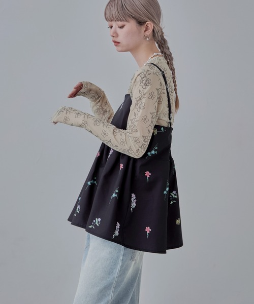 etoll.（エトル）の「花柄プリントキャミソールビスチェ（キャミソール・レディース・ブラック/オフホワイト/ネイビー・M）」の10枚目の写真