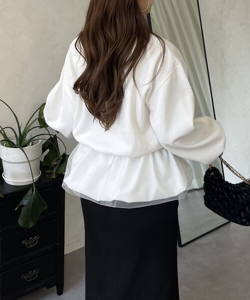 prose verse（プロズヴェール）の「裾バルーンドッキングロゴスウェット（スウェット・レディース・ブラック/ホワイト・MEDIUM）」の18枚目の写真