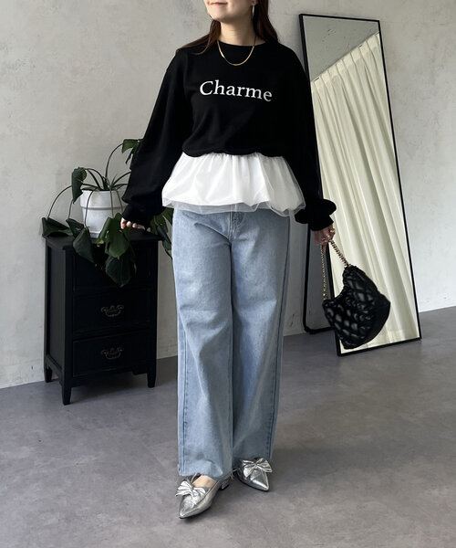 prose verse（プロズヴェール）の「裾バルーンドッキングロゴスウェット（スウェット・レディース・ブラック/ホワイト・MEDIUM）」の8枚目の写真