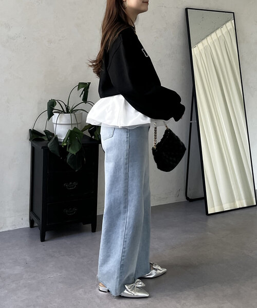 prose verse（プロズヴェール）の「裾バルーンドッキングロゴスウェット（スウェット・レディース・ブラック/ホワイト・MEDIUM）」の11枚目の写真