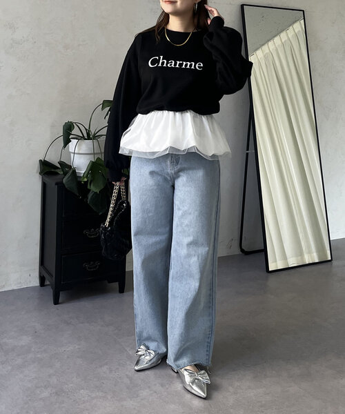 prose verse（プロズヴェール）の「裾バルーンドッキングロゴスウェット（スウェット・レディース・ブラック/ホワイト・MEDIUM）」の12枚目の写真