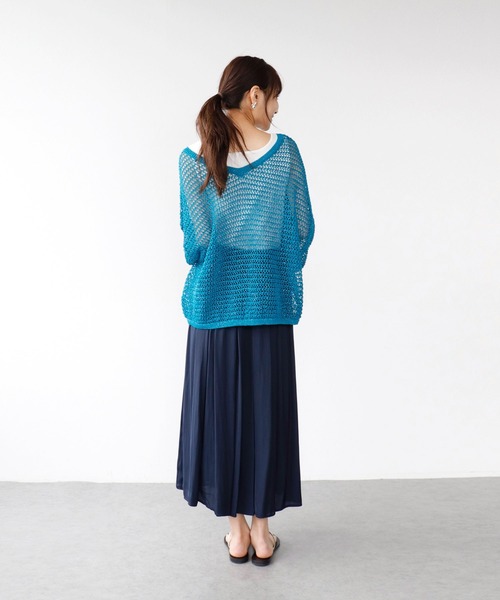 Jines(ジネス)の「前後2wayギマメッシュニット(ニット/セーター・レディース・ベージュ/ブラウン/ブルー/チャコールグレー・38)」の18枚目の写真