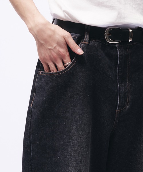 Adoon plain（アドーンプレーン）の「VINTAGE LIKE CARVE DENIM PANTS / ヴィンテージライクカーブデニムパンツ（デニムパンツ・メンズ・ブラック/ブルー・LARGE/SMALL/MEDIUM）」の14枚目の写真