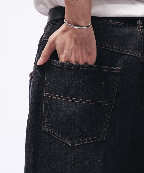 Adoon plain（アドーンプレーン）の「VINTAGE LIKE CARVE DENIM PANTS / ヴィンテージライクカーブデニムパンツ（デニムパンツ・メンズ・ブラック/ブルー・LARGE/SMALL/MEDIUM）」の12枚目の写真