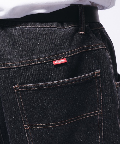 Adoon plain（アドーンプレーン）の「VINTAGE LIKE CARVE DENIM PANTS / ヴィンテージライクカーブデニムパンツ（デニムパンツ・メンズ・ブラック/ブルー・LARGE/SMALL/MEDIUM）」の11枚目の写真