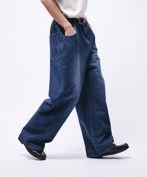Adoon plain（アドーンプレーン）の「VINTAGE LIKE CARVE DENIM PANTS / ヴィンテージライクカーブデニムパンツ（デニムパンツ・メンズ・ブラック/ブルー・LARGE/SMALL/MEDIUM）」の20枚目の写真