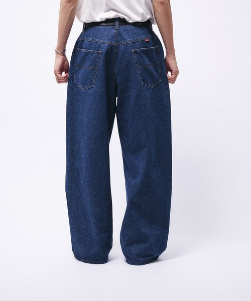 Adoon plain（アドーンプレーン）の「VINTAGE LIKE CARVE DENIM PANTS / ヴィンテージライクカーブデニムパンツ（デニムパンツ・メンズ・ブラック/ブルー・LARGE/SMALL/MEDIUM）」の3枚目の写真