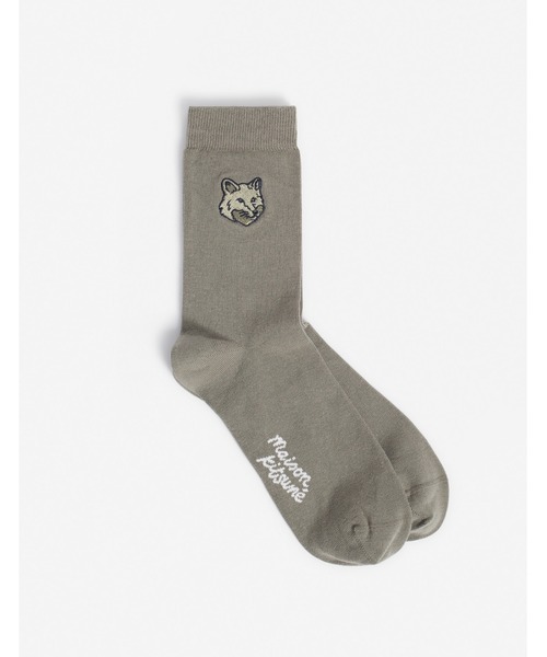 Maison Kitsune（メゾンキツネ）の「BOLD FOX HEAD SOCKS（ソックス/靴下・メンズ・グレイッシュブルー/クリーム/オリーブドラブ/ライトブルー/ライトカーキ/ライトオリーブ/ダークブラウン系・S/M）」の4枚目の写真