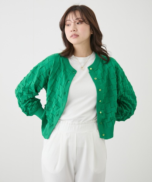 Jayro(ジャイロ)の「格子ジャガードニットカーディガン(カーディガン/ボレロ・レディース・イエロー/ブラック/ブルー系その他4/グリーン・FREE)」の14枚目の写真