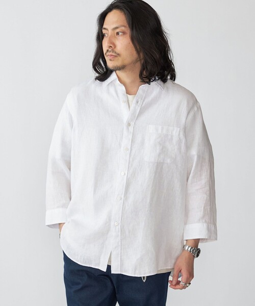 SHIPS(シップス)の「SHIPS: レイモンド レギュラーカラー リネン 7スリーブ シャツ(シャツ/ブラウス・メンズ・ブルー/ホワイト/ブラウン/ピンク/ネイビー・SMALL/MEDIUM/LARGE/X-LARGE)」の2枚目の写真