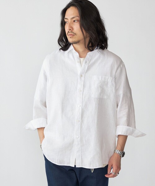 SHIPS(シップス)の「SHIPS: レイモンド レギュラーカラー リネン 7スリーブ シャツ(シャツ/ブラウス・メンズ・ブルー/ホワイト/ブラウン/ピンク/ネイビー・SMALL/MEDIUM/LARGE/X-LARGE)」の9枚目の写真