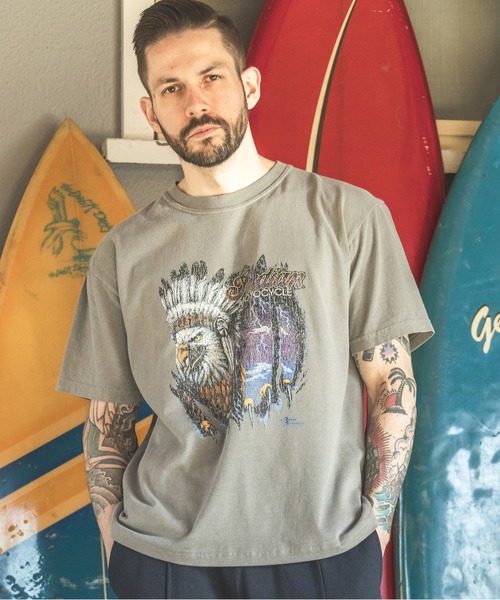 MR.OLIVE（ミスターオリーブ）の「INDIAN MOTOCYCLE COLLABORATION / USED PRINT T-SHIRT TYPE-B（Tシャツ/カットソー・メンズ・グレー/ブラック/アイボリー・MEDIUM/LARGE）」の3枚目の写真