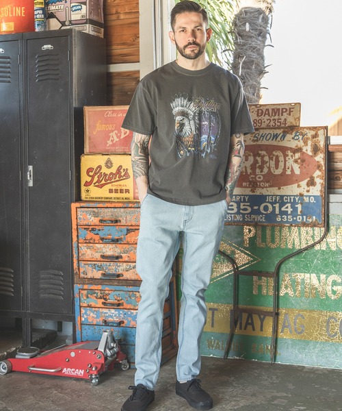 MR.OLIVE（ミスターオリーブ）の「INDIAN MOTOCYCLE COLLABORATION / USED PRINT T-SHIRT TYPE-B（Tシャツ/カットソー・メンズ・グレー/ブラック/アイボリー・MEDIUM/LARGE）」の8枚目の写真