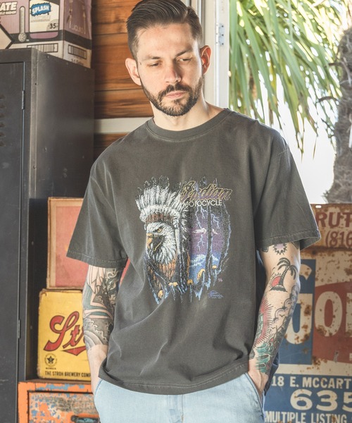 MR.OLIVE（ミスターオリーブ）の「INDIAN MOTOCYCLE COLLABORATION / USED PRINT T-SHIRT TYPE-B（Tシャツ/カットソー・メンズ・グレー/ブラック/アイボリー・MEDIUM/LARGE）」の9枚目の写真