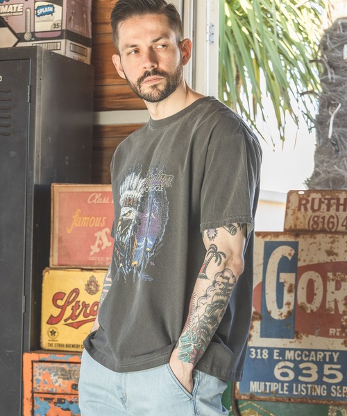 MR.OLIVE（ミスターオリーブ）の「INDIAN MOTOCYCLE COLLABORATION / USED PRINT T-SHIRT TYPE-B（Tシャツ/カットソー・メンズ・グレー/ブラック/アイボリー・MEDIUM/LARGE）」の11枚目の写真