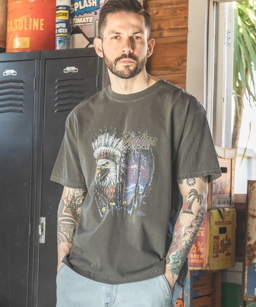 MR.OLIVE（ミスターオリーブ）の「INDIAN MOTOCYCLE COLLABORATION / USED PRINT T-SHIRT TYPE-B（Tシャツ/カットソー・メンズ・グレー/ブラック/アイボリー・MEDIUM/LARGE）」の13枚目の写真