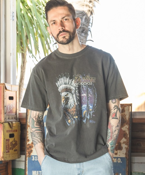 MR.OLIVE（ミスターオリーブ）の「INDIAN MOTOCYCLE COLLABORATION / USED PRINT T-SHIRT TYPE-B（Tシャツ/カットソー・メンズ・グレー/ブラック/アイボリー・MEDIUM/LARGE）」の14枚目の写真