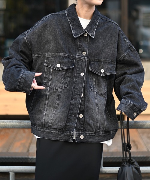 Marient（マリエント）の「ブラックデニムオーバーJK（デニムジャケット・レディース・ブラック・FREE）」の3枚目の写真