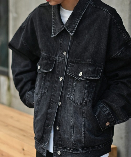 Marient（マリエント）の「ブラックデニムオーバーJK（デニムジャケット・レディース・ブラック・FREE）」の4枚目の写真