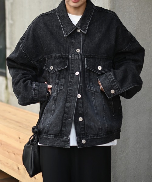 Marient（マリエント）の「ブラックデニムオーバーJK（デニムジャケット・レディース・ブラック・FREE）」の6枚目の写真