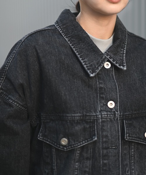 Marient（マリエント）の「ブラックデニムオーバーJK（デニムジャケット・レディース・ブラック・FREE）」の11枚目の写真