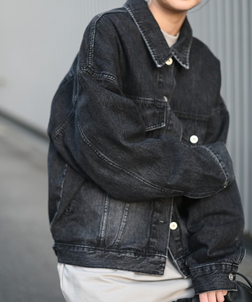 Marient（マリエント）の「ブラックデニムオーバーJK（デニムジャケット・レディース・ブラック・FREE）」の14枚目の写真