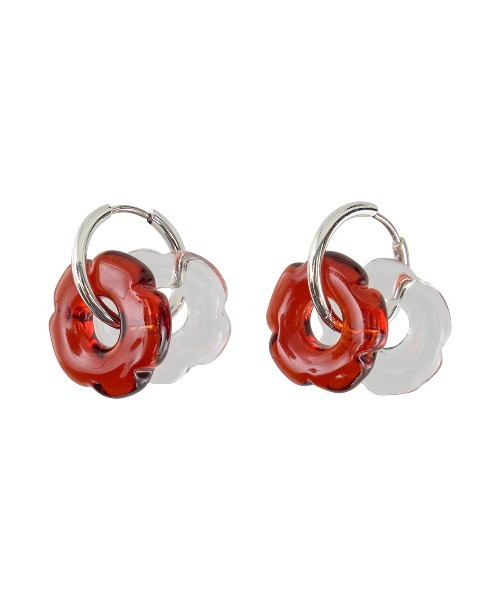 【14K】(14金) colorful flower one-touch ring pierce ピアス 金属アレルギー対応】フラワーワンタッチフープピアス ゴールド
